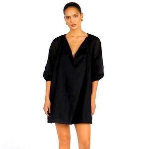 Nadia Black Linen Smock Dress by DISSH